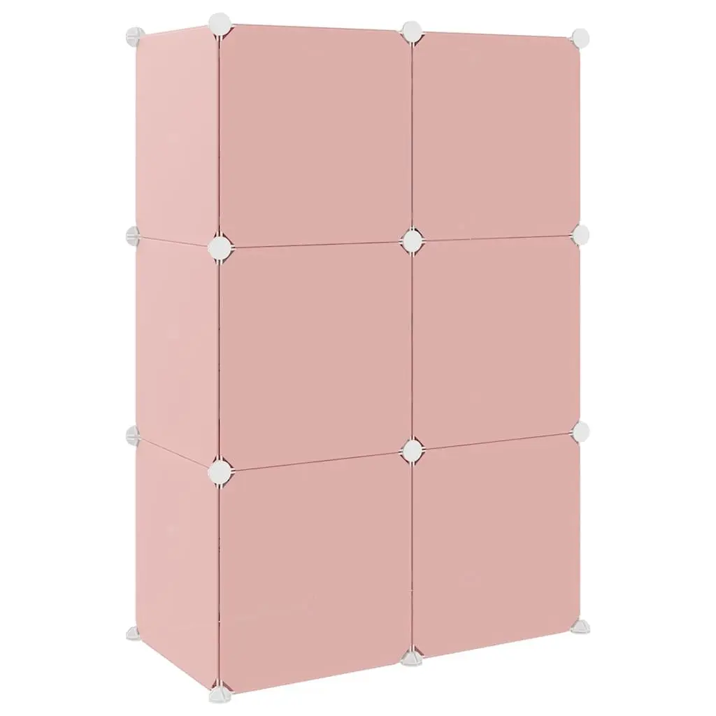 Kids' Pink Cube Storage Cabinet with 6 Cubes