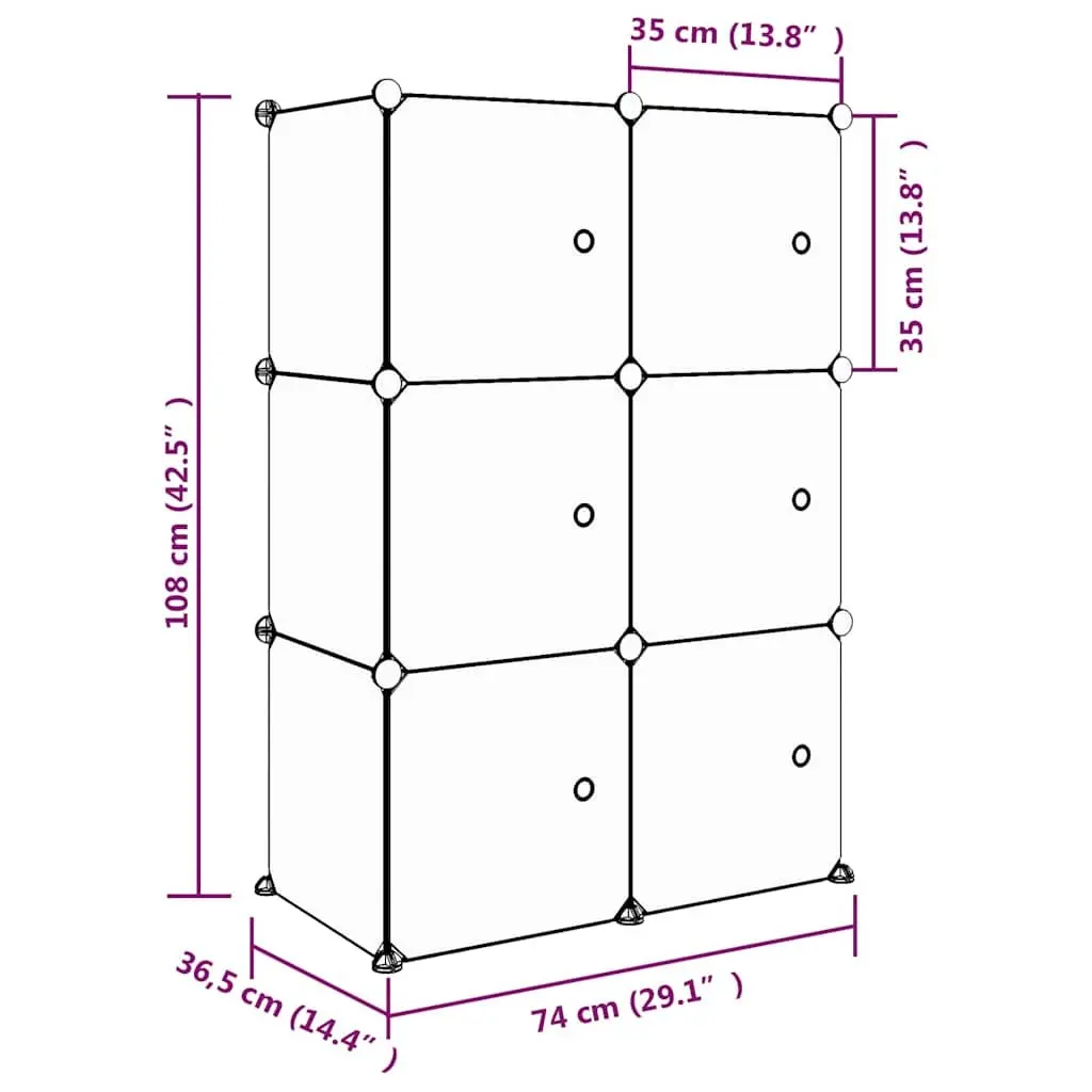 Kids' Pink Cube Storage Cabinet with 6 Cubes