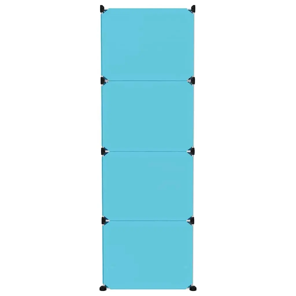 Cube Storage Cabinet for Kids Room 12 Cubes Blue Plastic