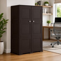 Storage Cabinet Specifications: 79L x 43W x 125H cm, Brown