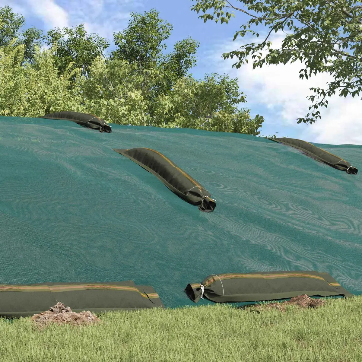 Industrial Sandbags 10 Pack Dark Green 100 x 25 cm Heavy Duty Outdoor