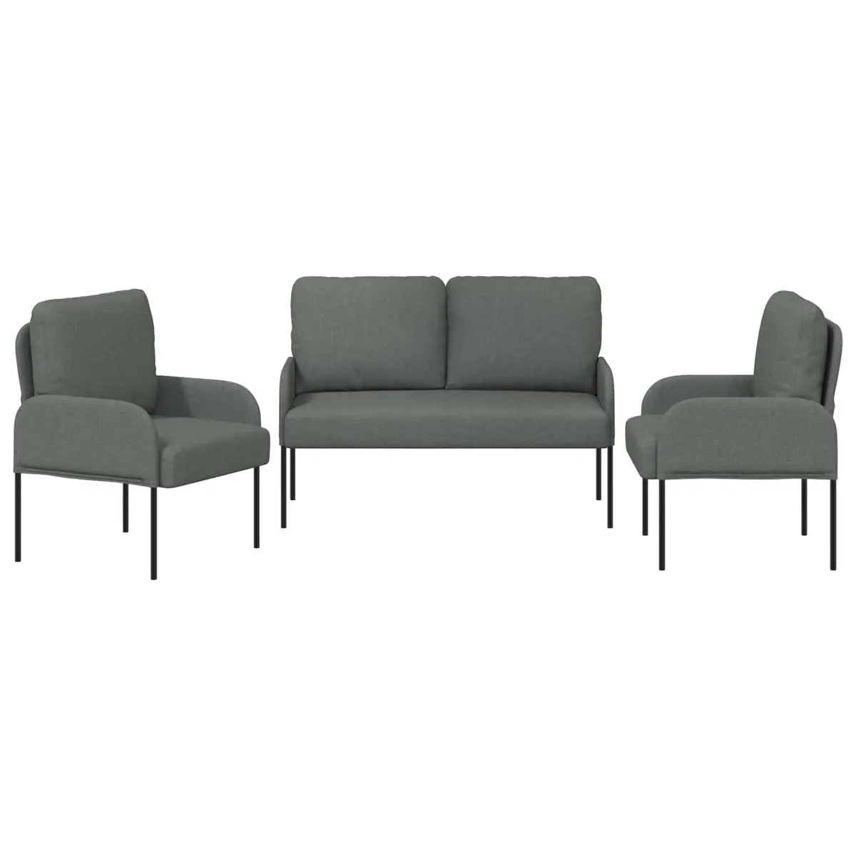 3-Piece Sofa Set Grey Living Room Indoor Seating
