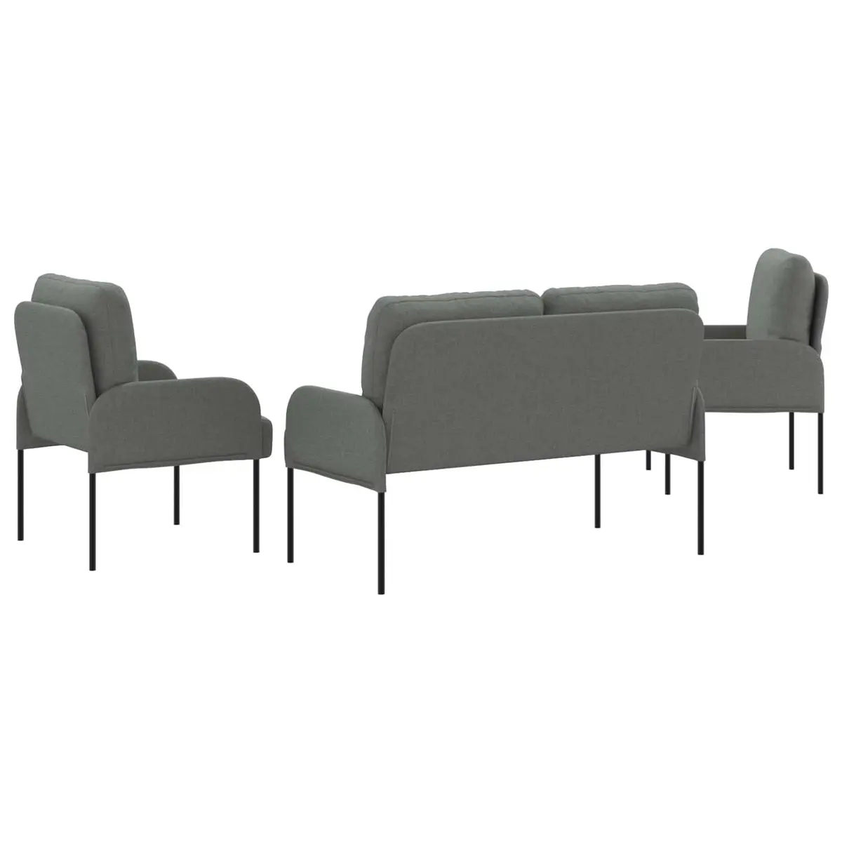 3-Piece Sofa Set Grey Living Room Indoor Seating