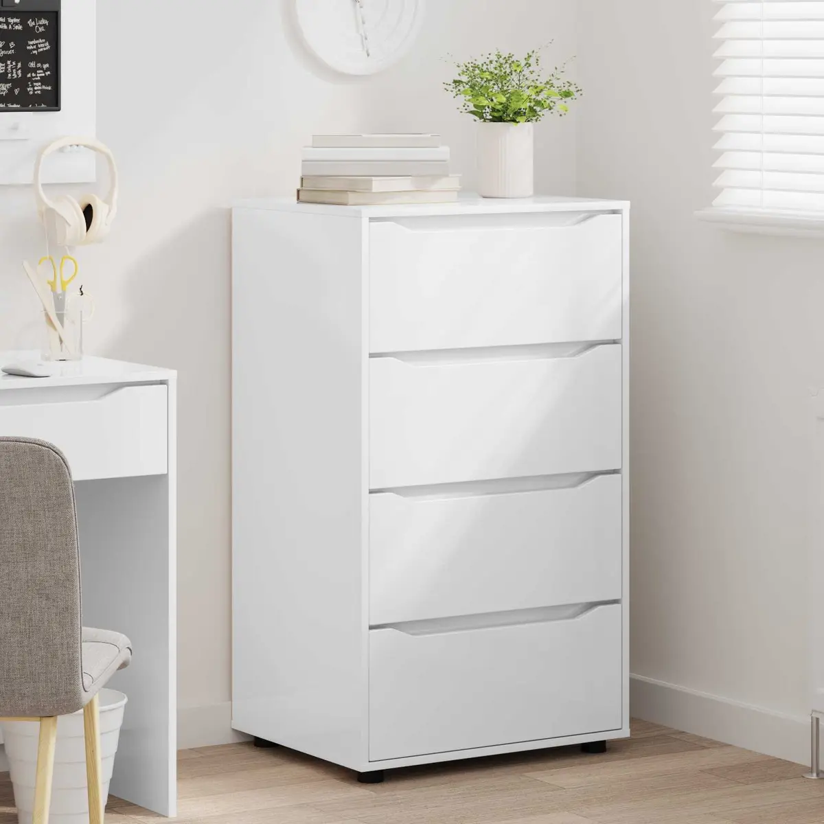 Storage Cabinet Bedroom Living Room High Gloss White
