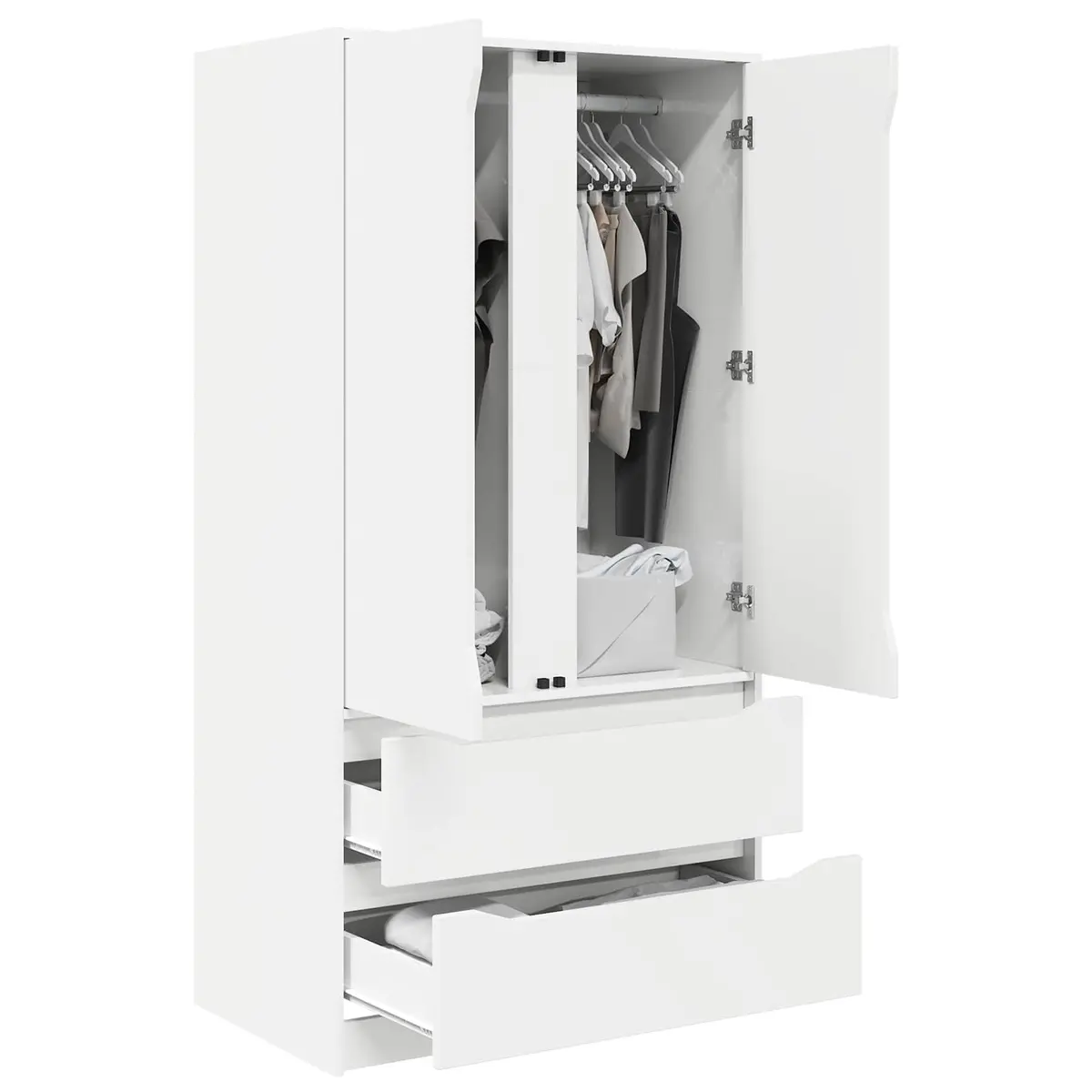 Wardrobe Cabinet for Bedroom Storage White Engineered Wood 79.5 x 49 x 156 cm