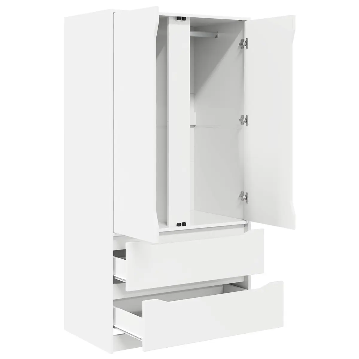 Wardrobe Cabinet for Bedroom Storage White Engineered Wood 79.5 x 49 x 156 cm