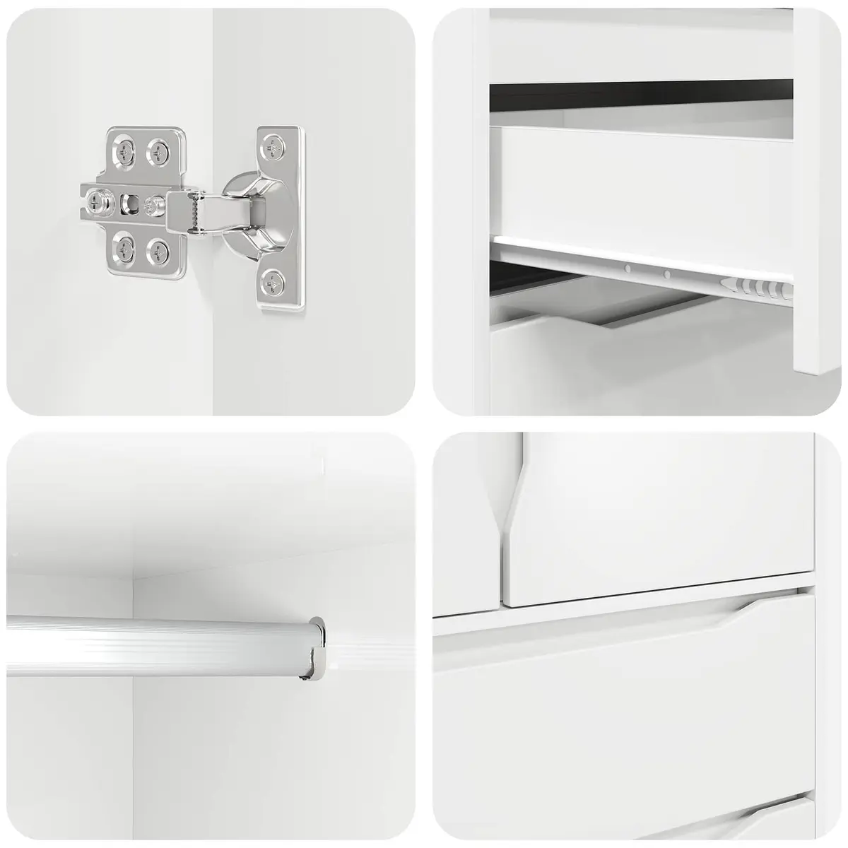 Wardrobe Cabinet for Bedroom Storage White Engineered Wood 79.5 x 49 x 156 cm