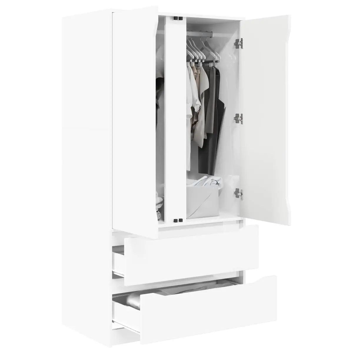 Wardrobe for Bedroom High Gloss White 79.5 x 49 x 156 cm Storage Cupboard Cabinet