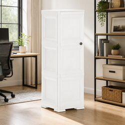 Cream Plastic Storage Cabinet: 40 x 43 x 125 cm Dimensions