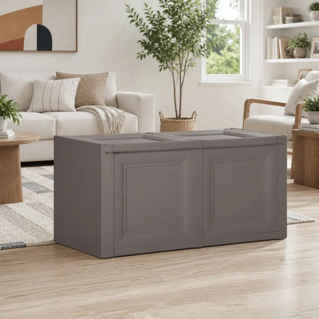Grey Storage Cushion Box Bench 86x40x42cm, 85L Capacity