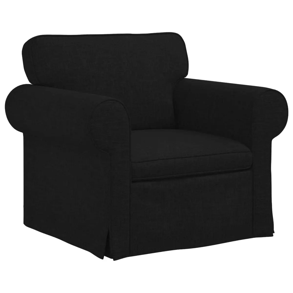 2 Piece Modular Sofa Set Black Contemporary Living Room 155 x 82 x 80 cm