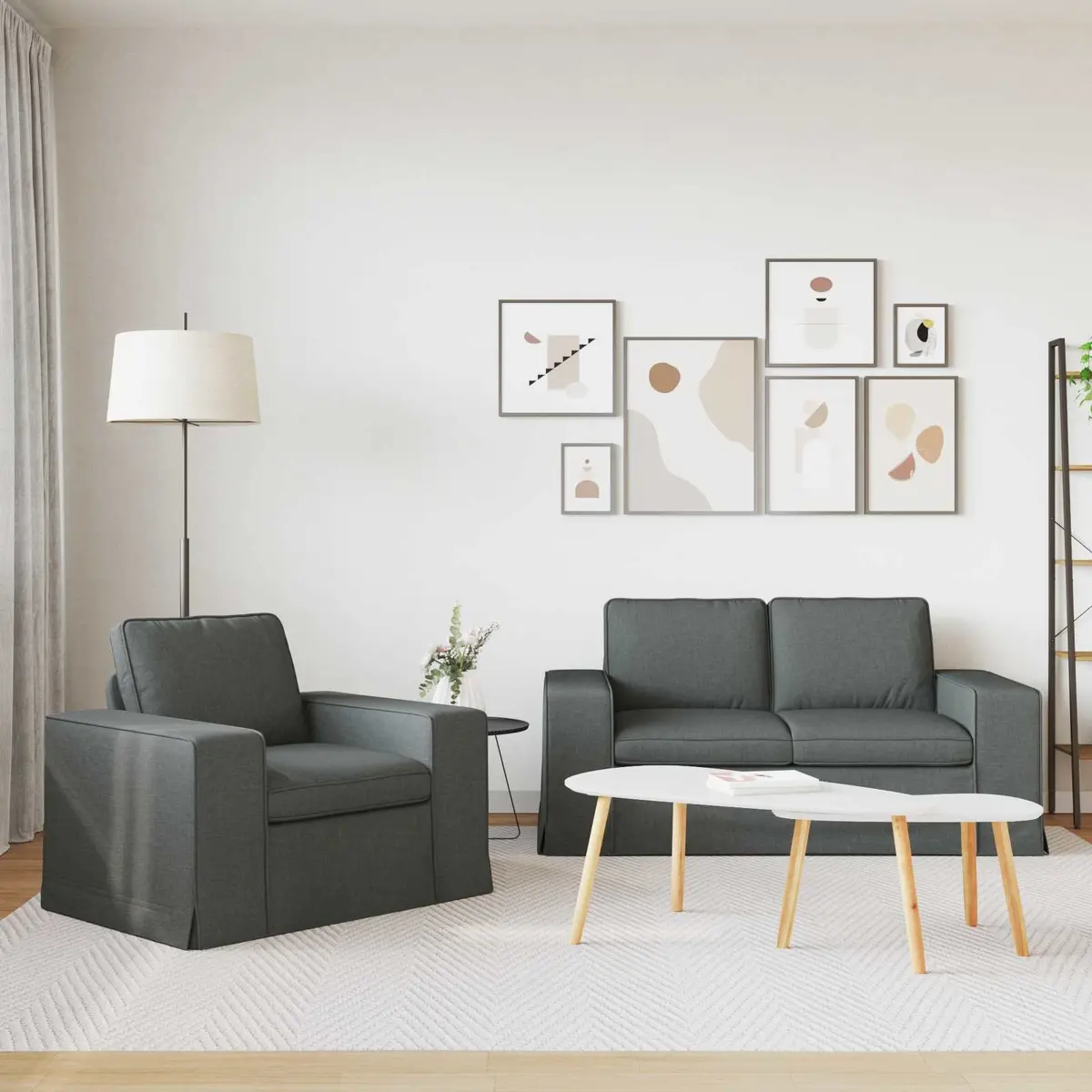 2-Piece Grey Modular Sectional Sofa