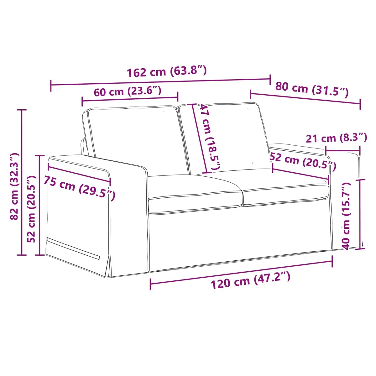 Modular Fabric Sofa Set for Living Room Black 2 Piece Sectional Couch