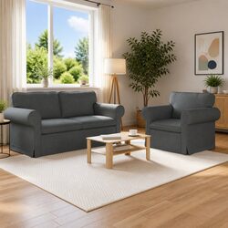Specifications of 2-Piece Grey Sofa Set with Modular Design
