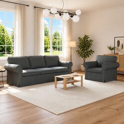 2 pcs Grey Modular Sofa Set Dimensions and Specs