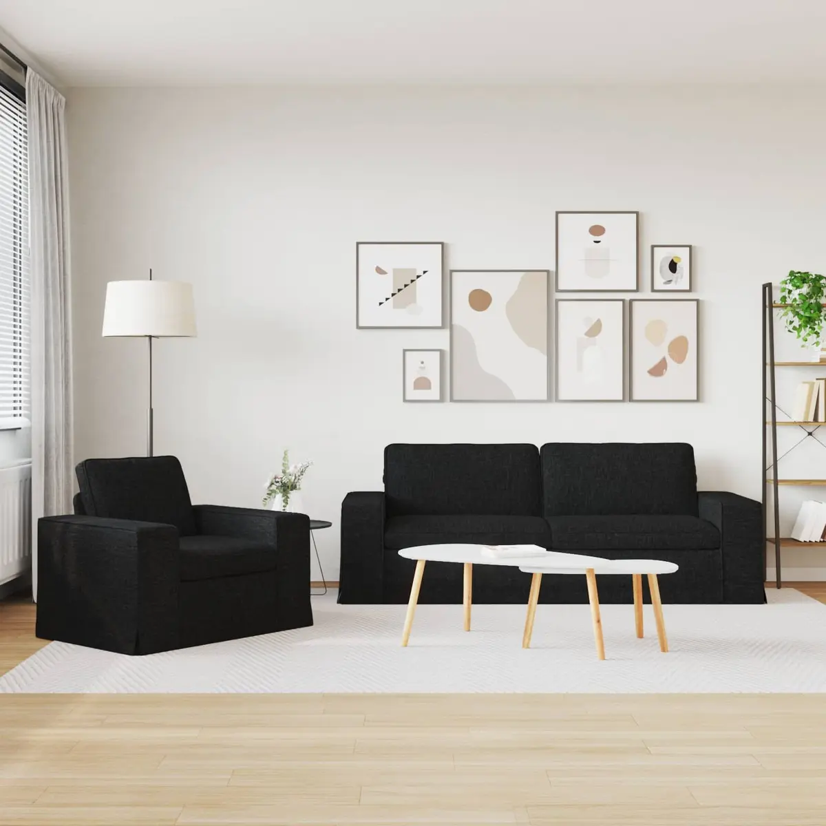 2 pcs Black Modular Sofa Set