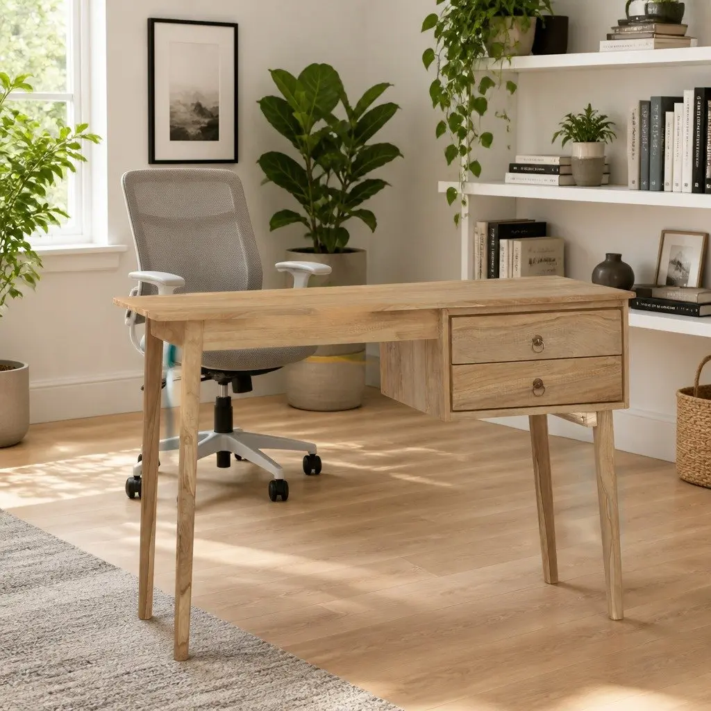Solid Wood Desk for Office Use 110 x 52 x 75 cm Brown