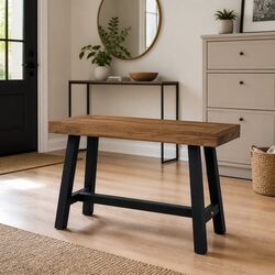 Solid Wood Teak Bench 80cm Kitchen Dining Room Hallway Seating Furniture Brown
