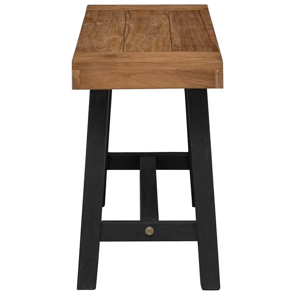 Solid Teak Wood Bench 110cm Kitchen Dining Room Hallway Furniture Brown Black