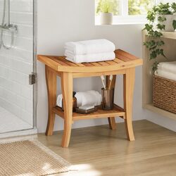 Bathroom Side Table - Wooden Storage Shelf 50x35x45cm