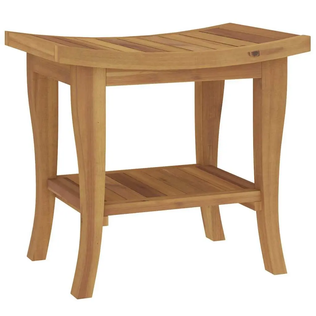 Wooden Bathroom Side Table Shower Storage Shelf Teak Accent Organizer 50x35x45cm