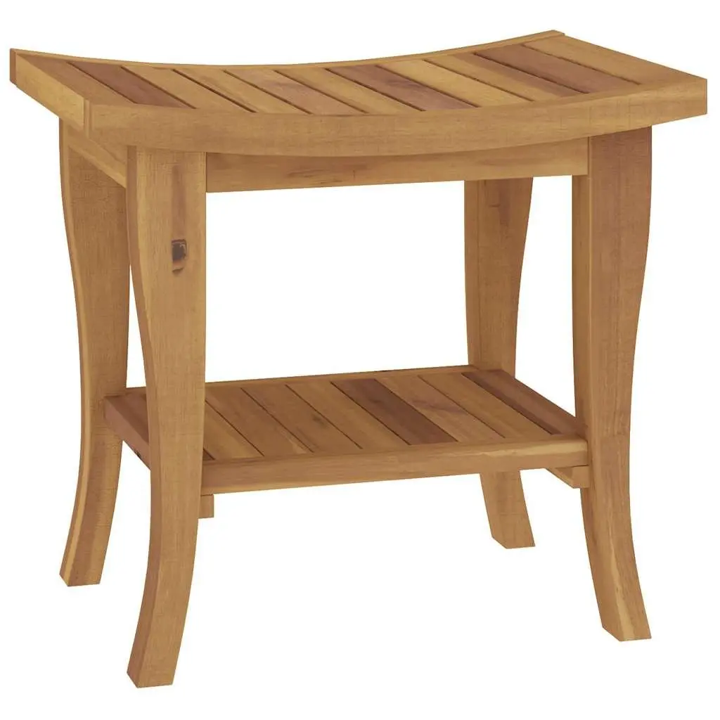 Wooden Bathroom Side Table Shower Storage Shelf Teak Accent Organizer 50x35x45cm