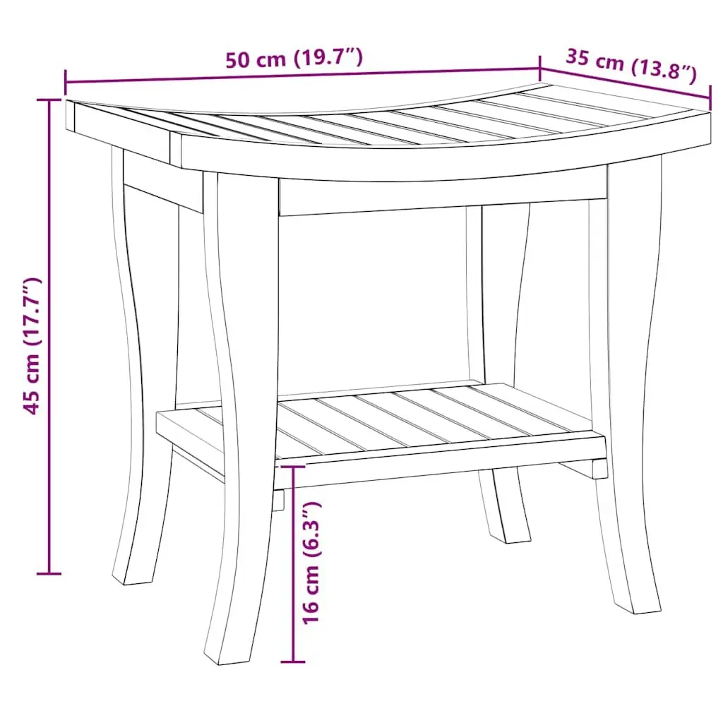 Wooden Bathroom Side Table Shower Storage Shelf Teak Accent Organizer 50x35x45cm