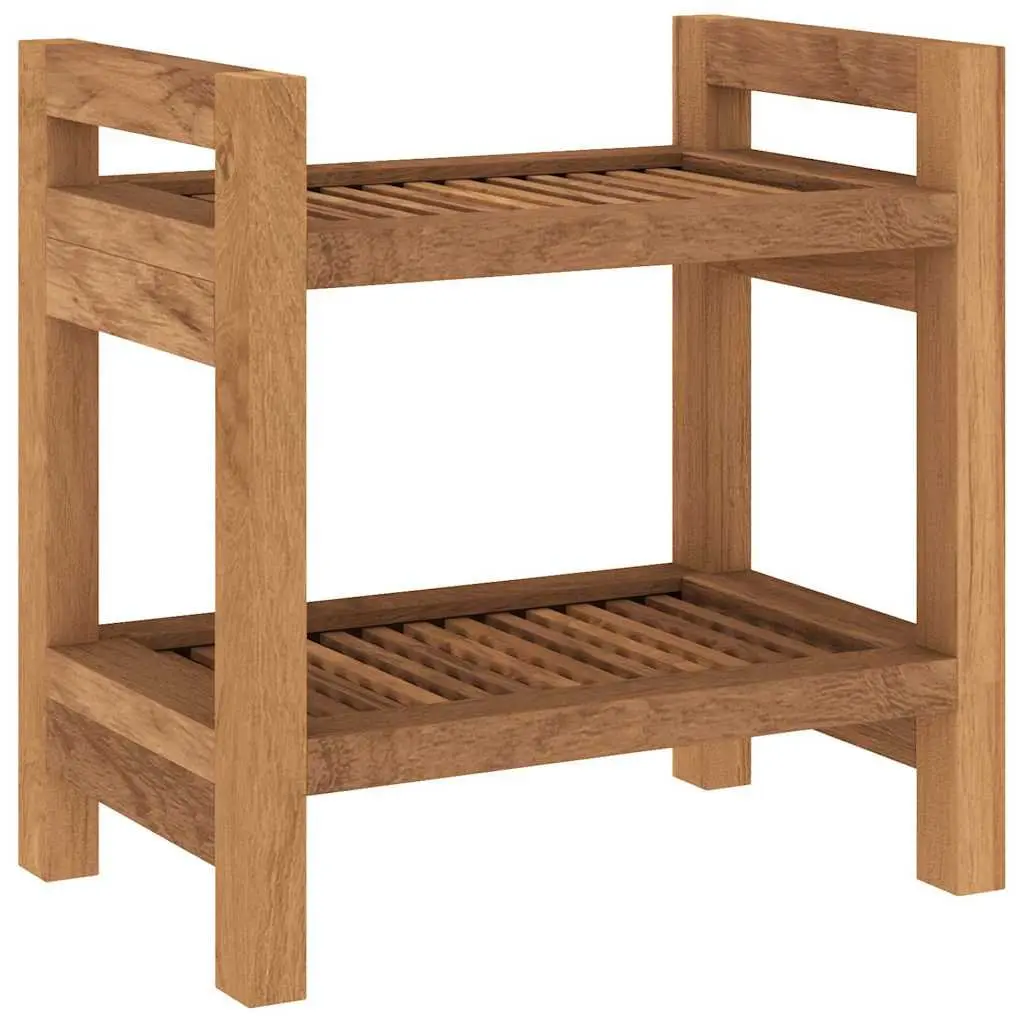 Bathroom Side Table for Shower 45x30x45 cm Teak Wood Storage Shelf