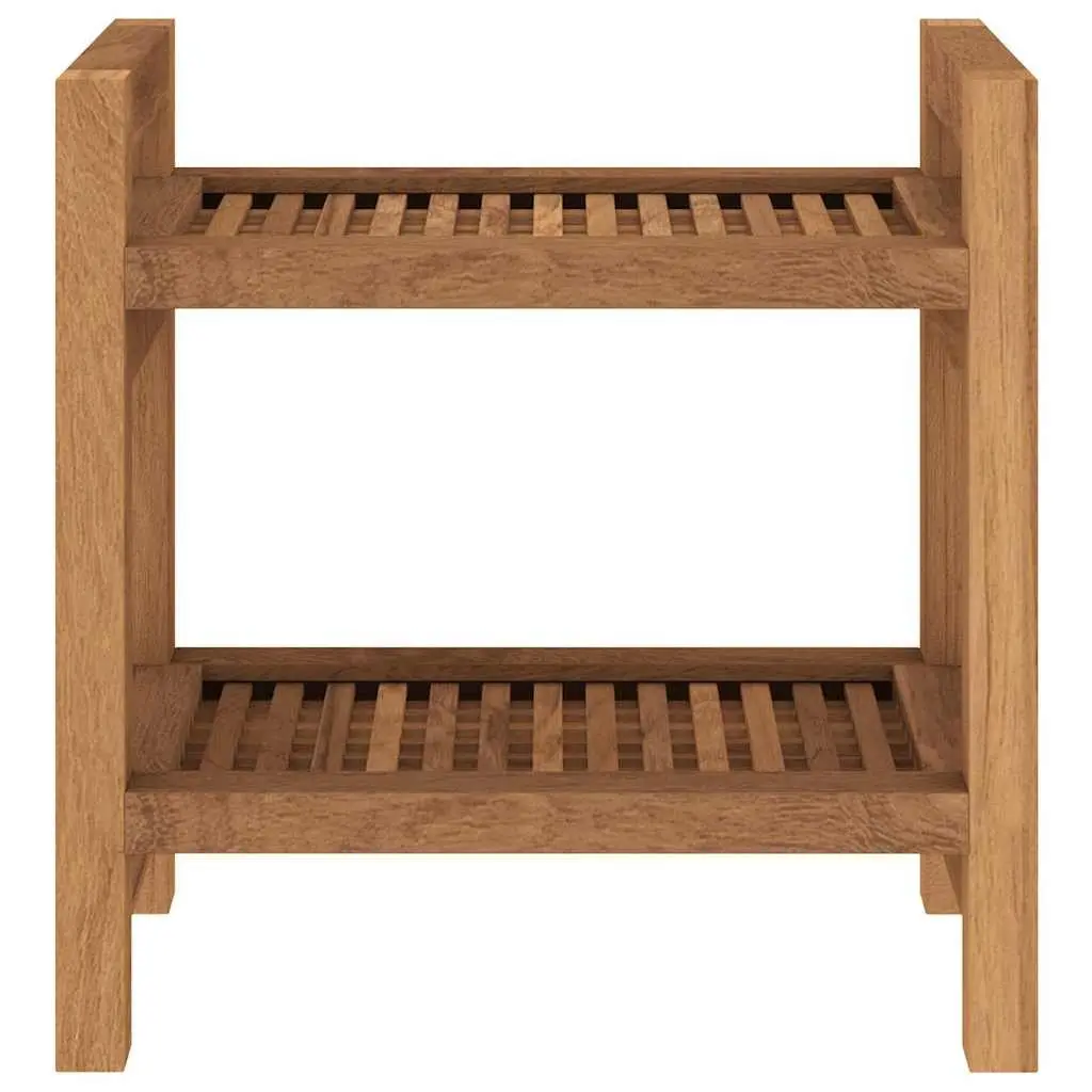 Bathroom Side Table for Shower 45x30x45 cm Teak Wood Storage Shelf