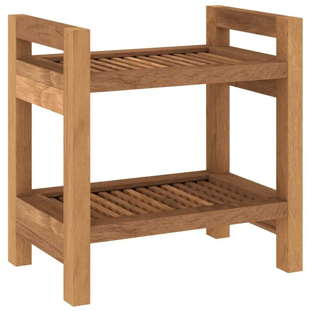 Bathroom Side Table for Shower 45x30x45 cm Teak Wood Storage Shelf