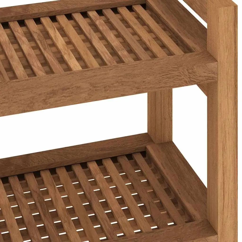 Bathroom Side Table for Shower 45x30x45 cm Teak Wood Storage Shelf