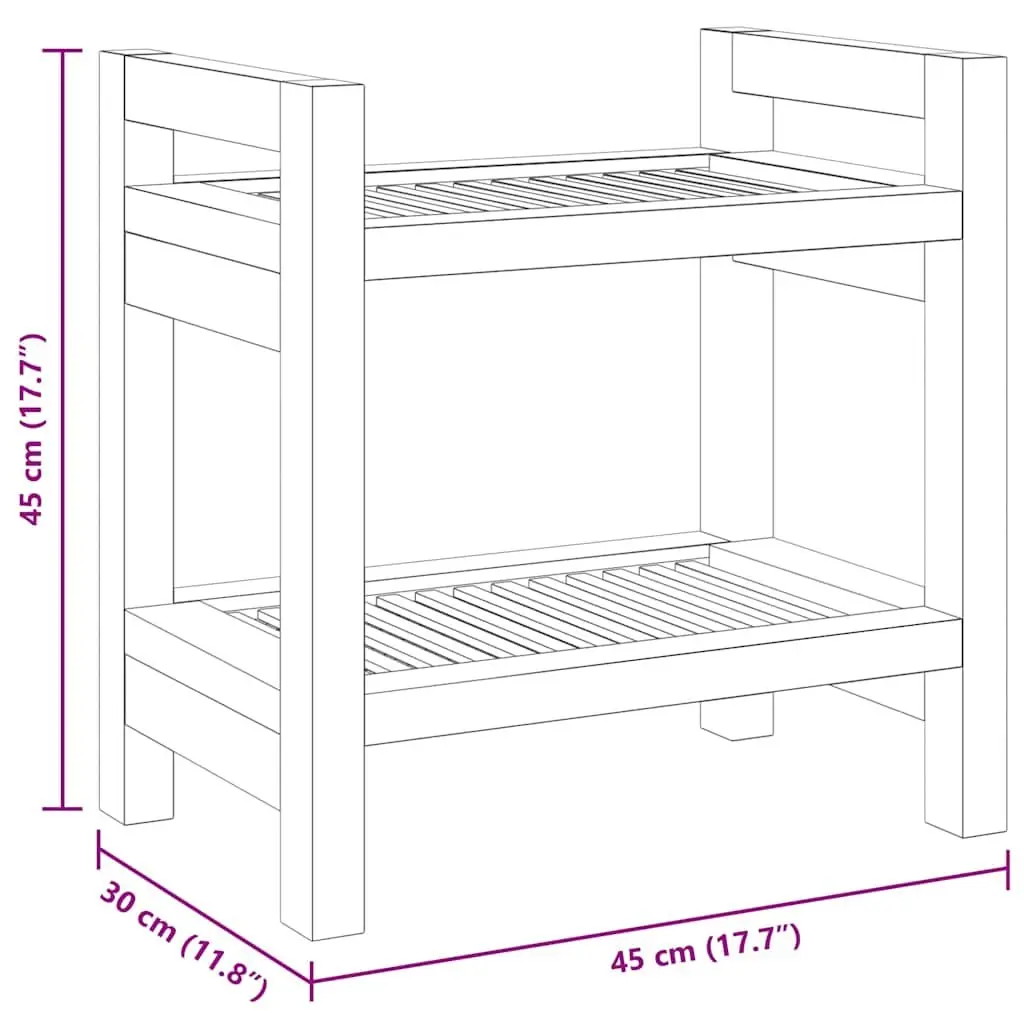 Bathroom Side Table for Shower 45x30x45 cm Teak Wood Storage Shelf