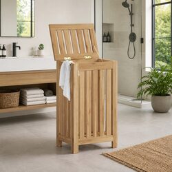 Laundry Basket Specifications: Solid Wood Wash Bin