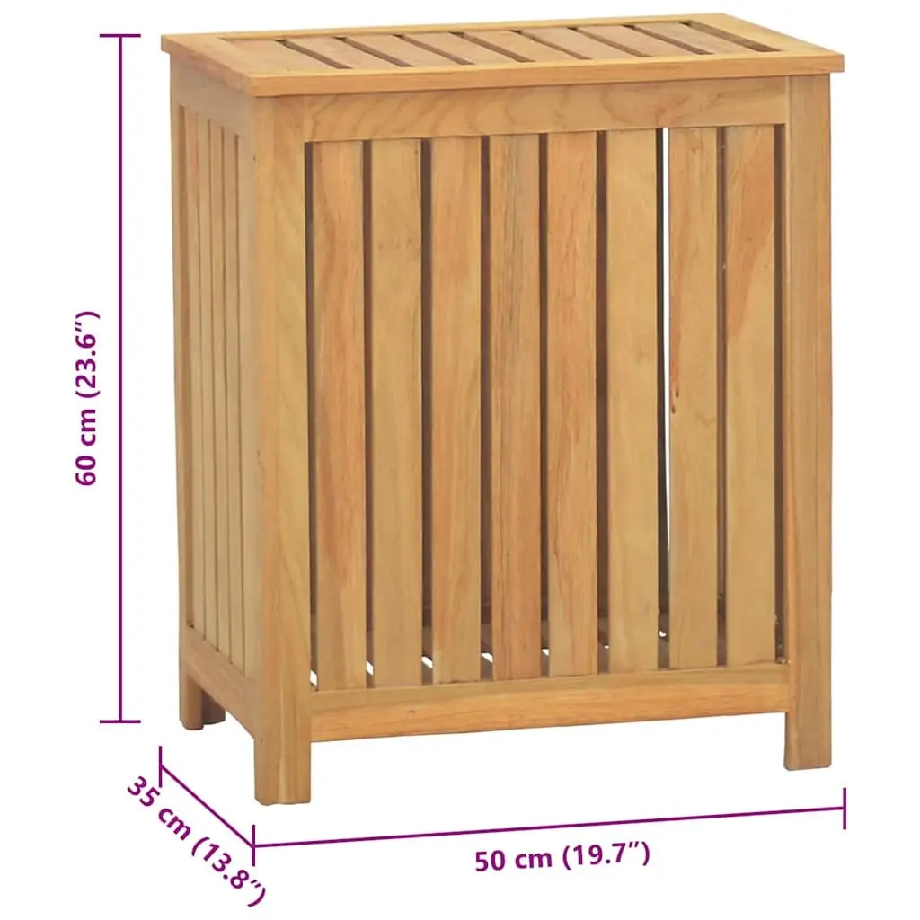 Laundry Basket Solid Wood Wash Bin Storage 50x35x60 cm Slatted Design Brown