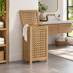 Wooden Laundry Basket Specifications: Teak, 35x25x60cm