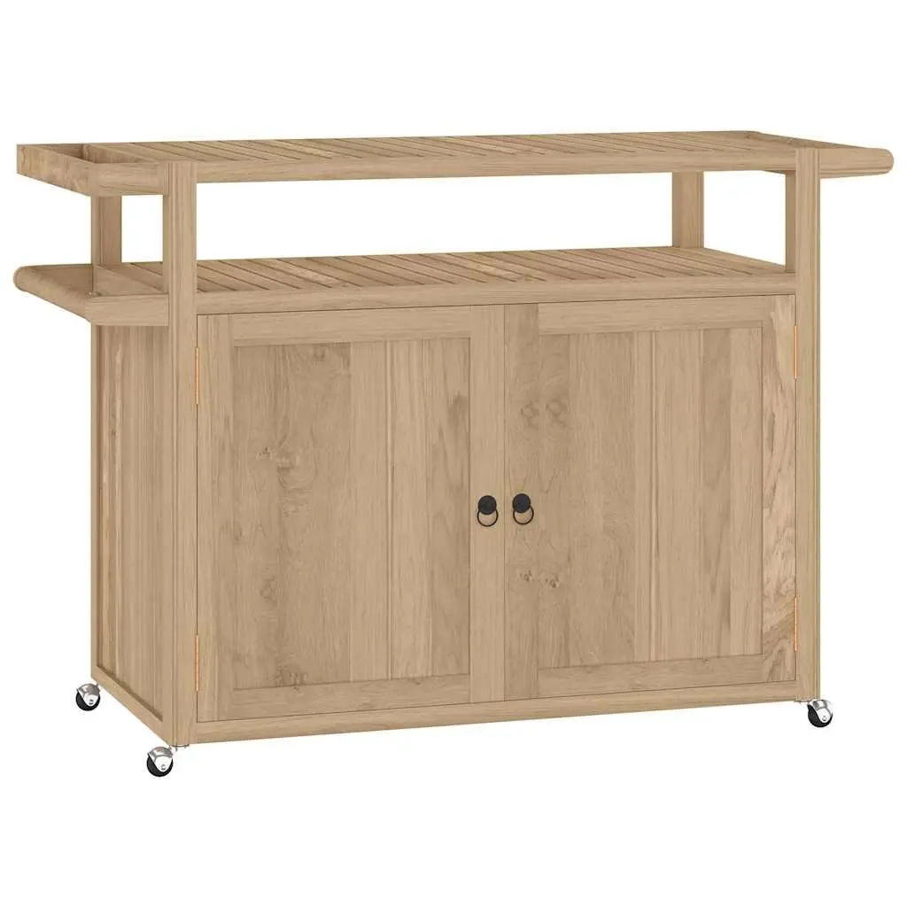 Bar Cart 120x50x90 cm Solid Teak Wood Kitchen Dining Trolley Storage Shelves