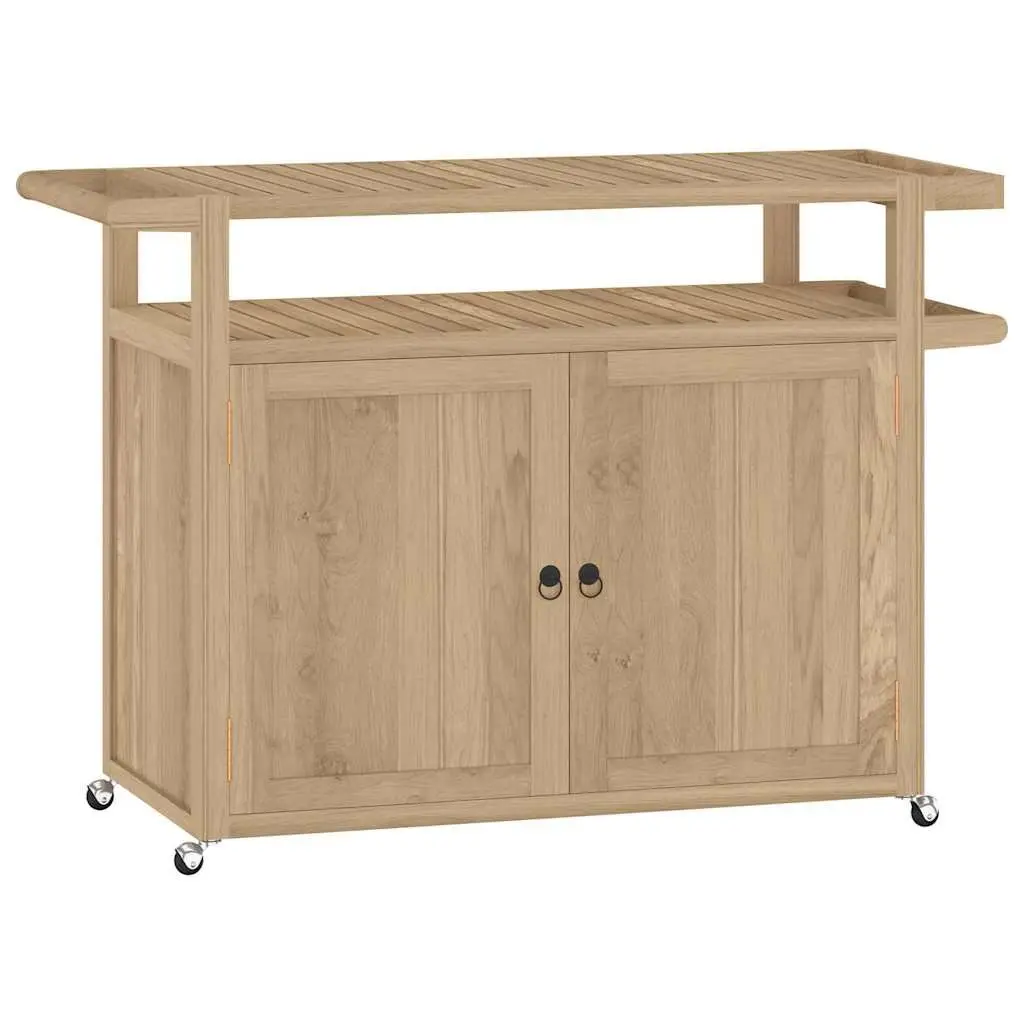 Bar Cart 120x50x90 cm Solid Teak Wood Kitchen Dining Trolley Storage Shelves