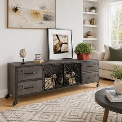 Silver TV Cabinet Dimensions 110x30x40 cm with Storage