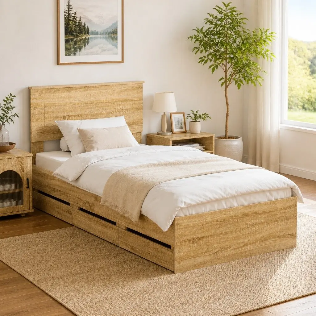 Sonoma Oak Bed Frame with Storage