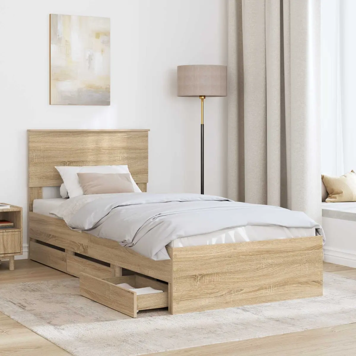 Sonoma Oak Bed Frame with Storage