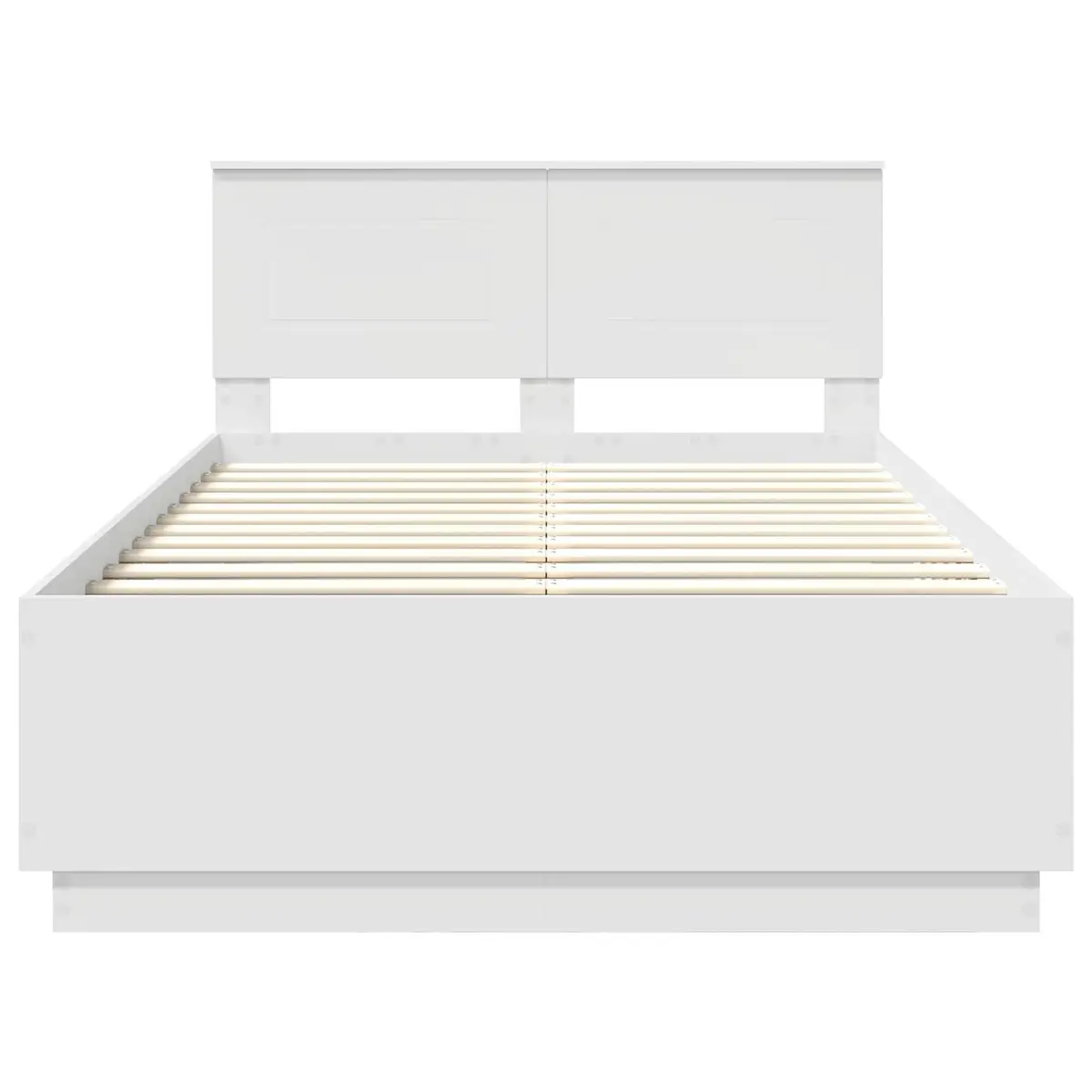 White Bed Frame with Wall-Mounted Headboard 135 x 190 cm