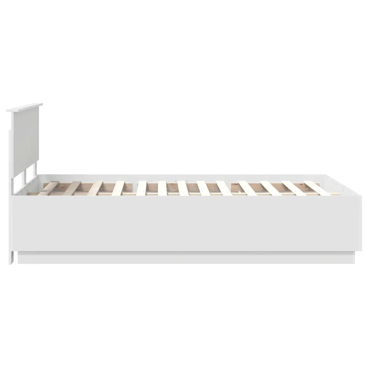 White Bed Frame with Wall-Mounted Headboard 135 x 190 cm