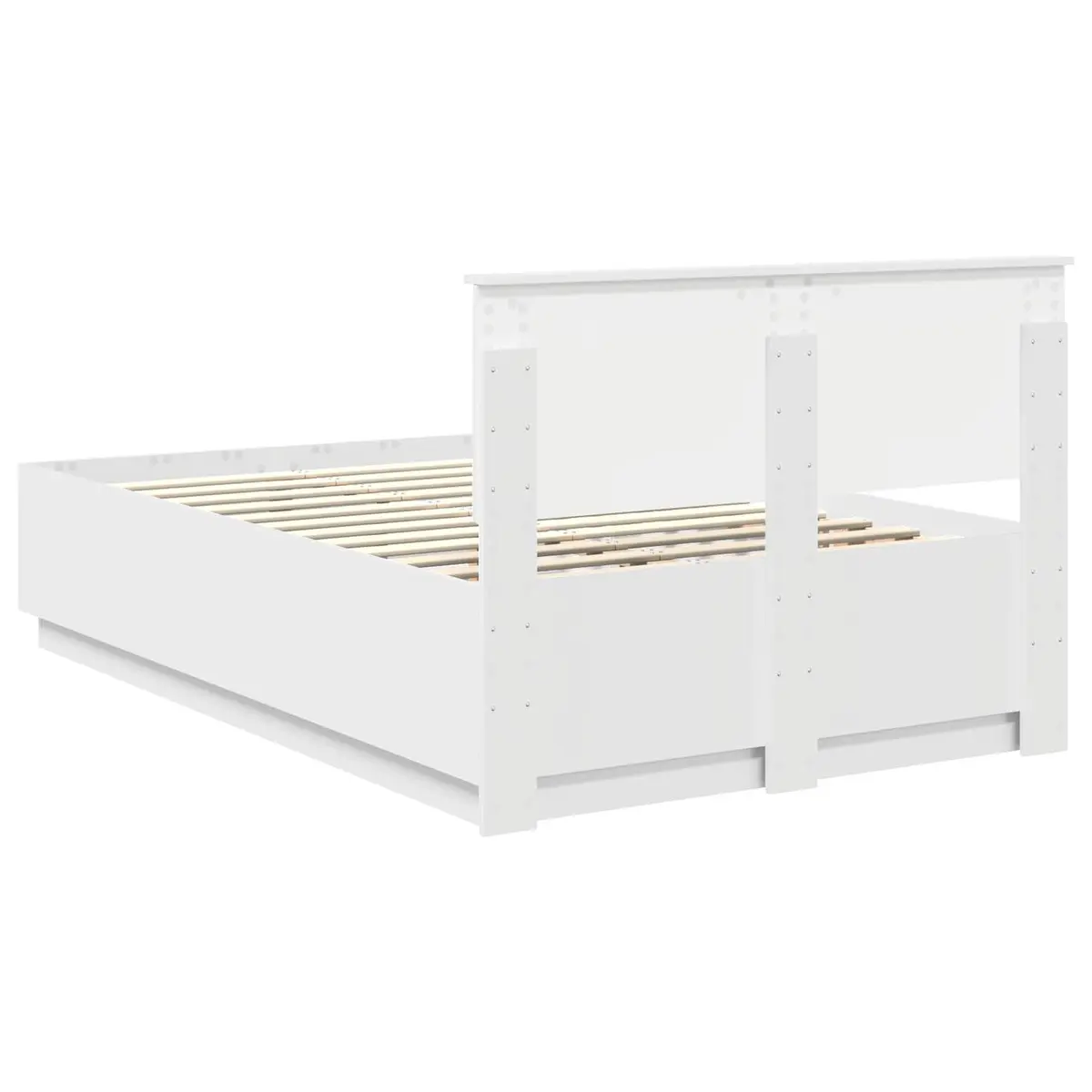 White Bed Frame with Wall-Mounted Headboard 135 x 190 cm