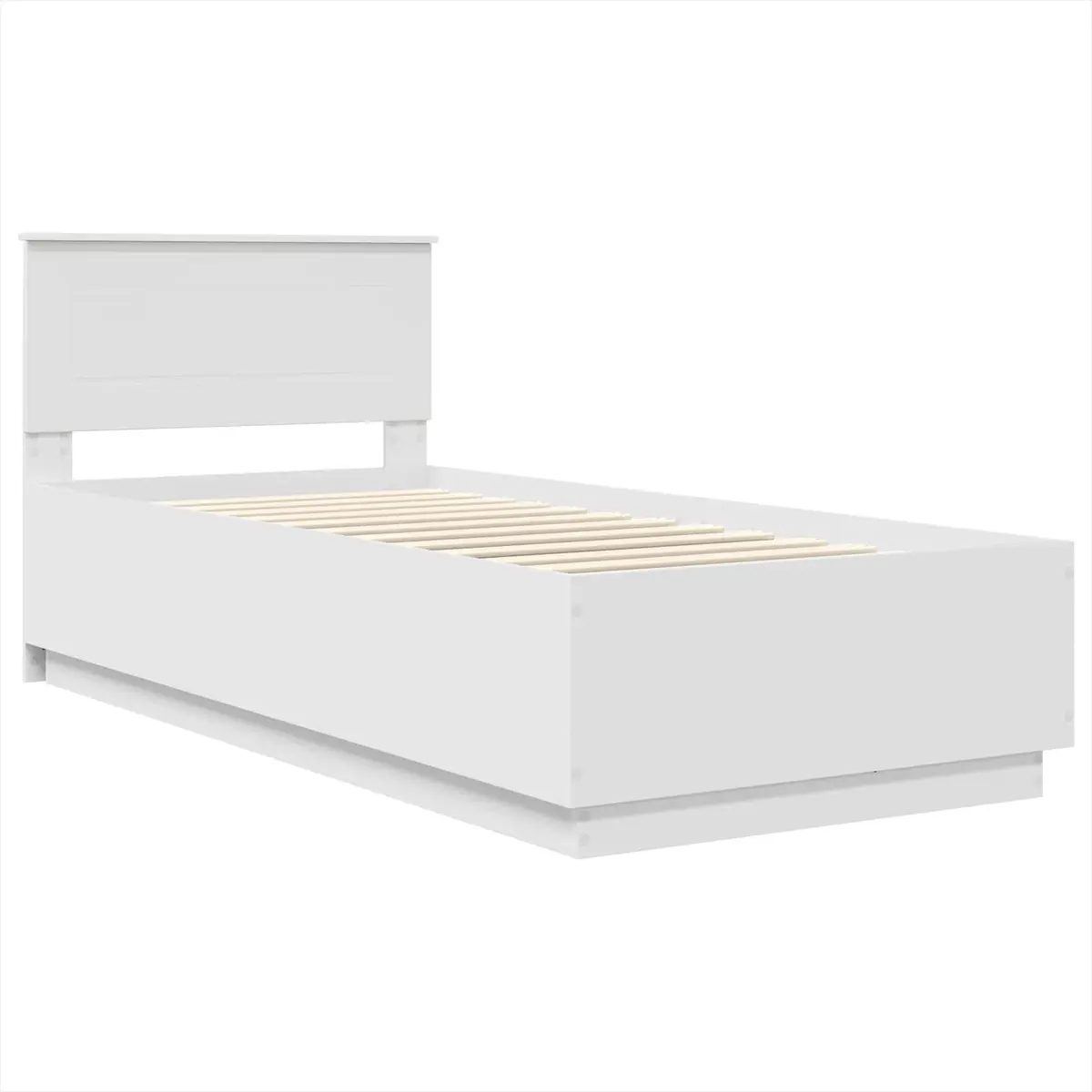 90 x 190 cm Bed Frame with Wall-Mounted Adjustable Headboard