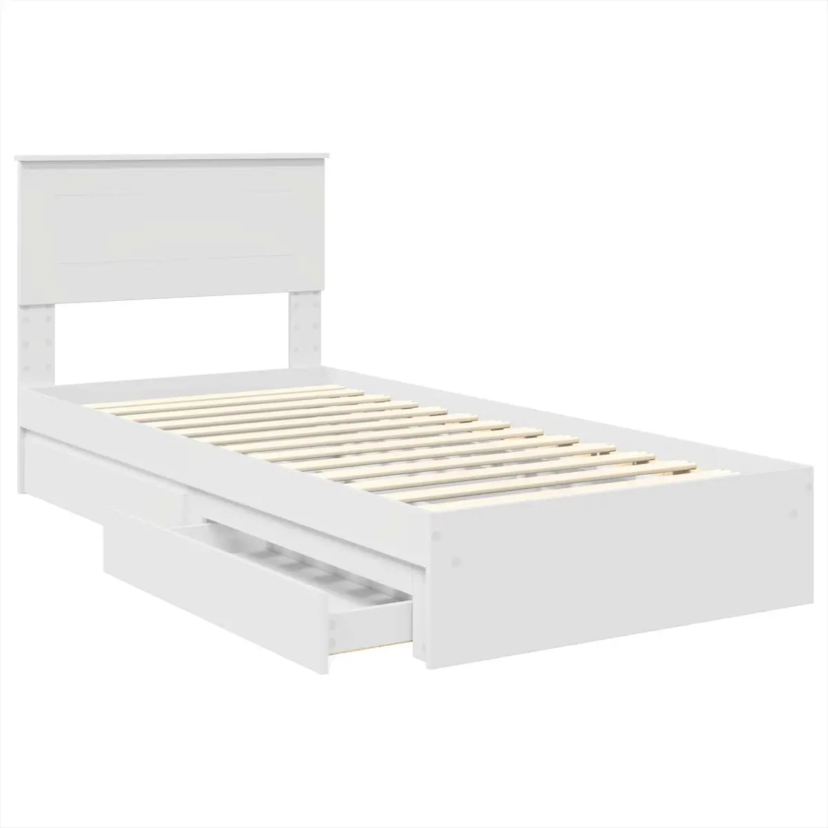 Storage Bed Frame with Drawer White 90 x 190 cm Bedroom
