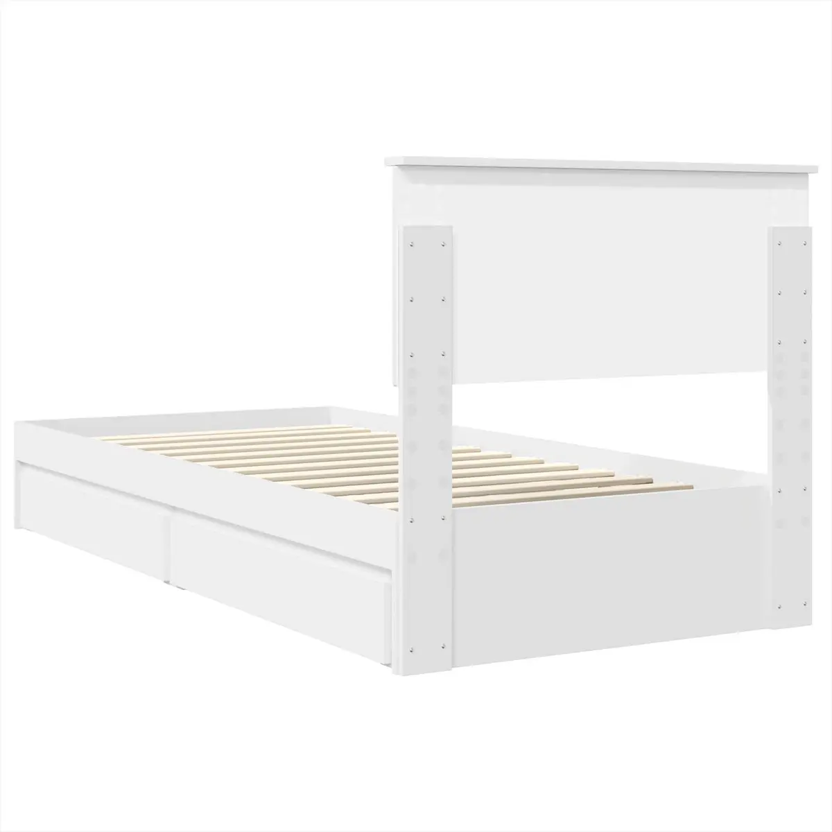 Storage Bed Frame with Drawer White 90 x 190 cm Bedroom