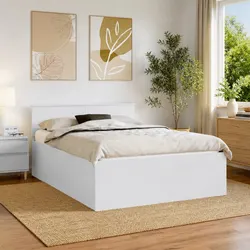 Engineered Wood Bed Frame with Headboard 150 x 200 cm White