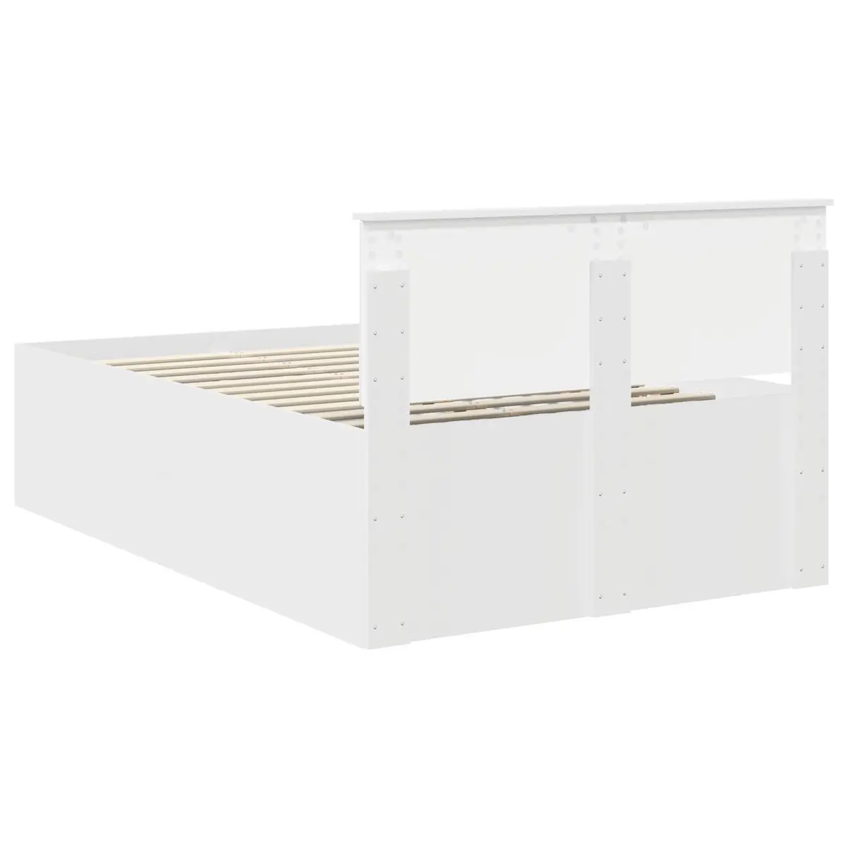 White Bed Frame with Headboard, 135 x 190 cm