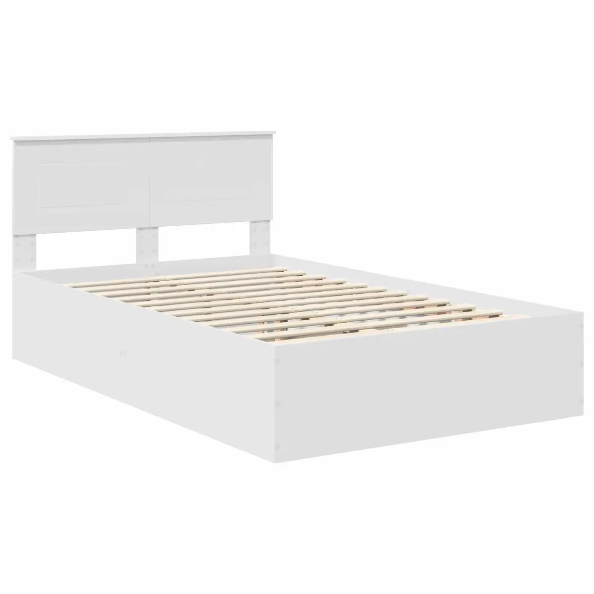 Bed Frame with Headboard White 135 x 190 cm Modern Bedroom Furniture Platform