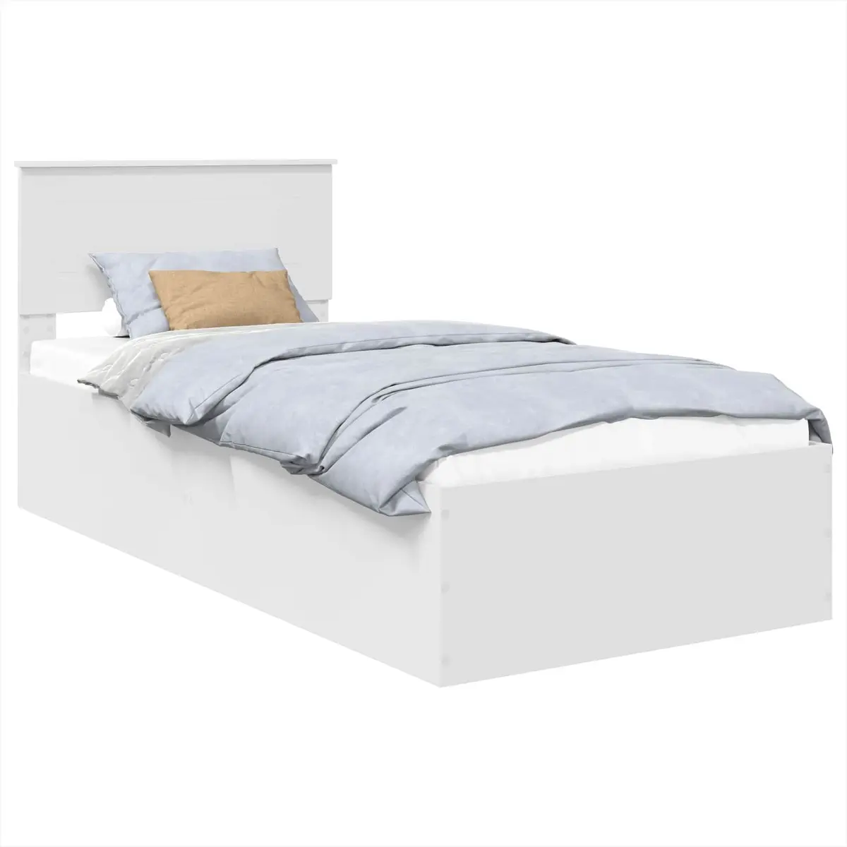 Bed Frame with Headboard for Bedroom White 90 x 190 cm Modern Platform
